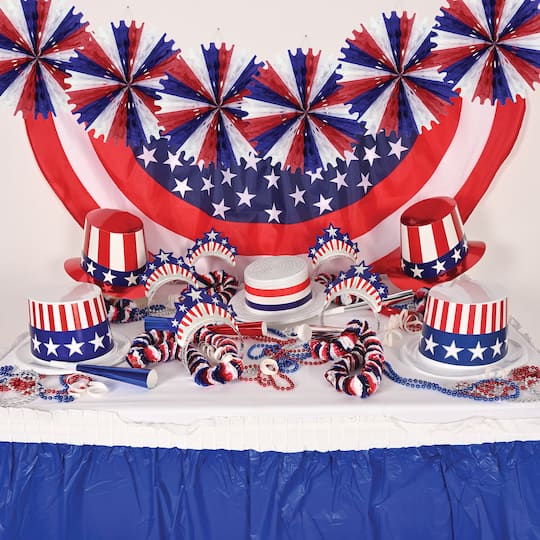 Beistle 25" Red, White & Blue Tissue Fans, 2ct.